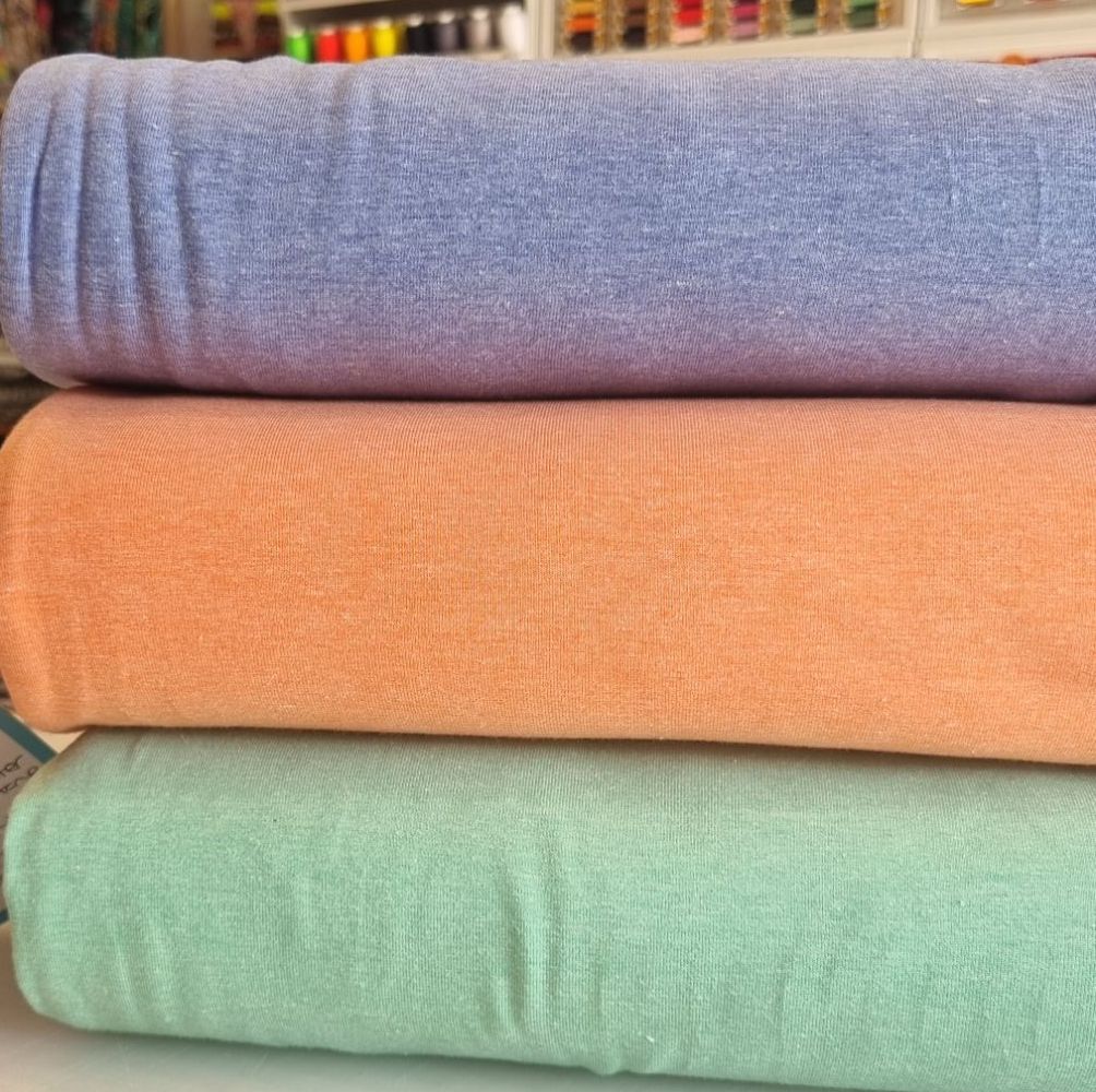 Cotton Jersey Melange Fabric Peach