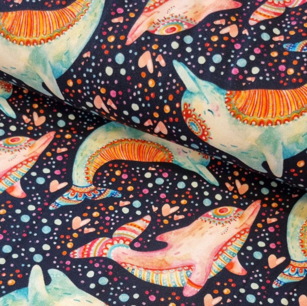 Cotton Jersey Fabric Dolphin
