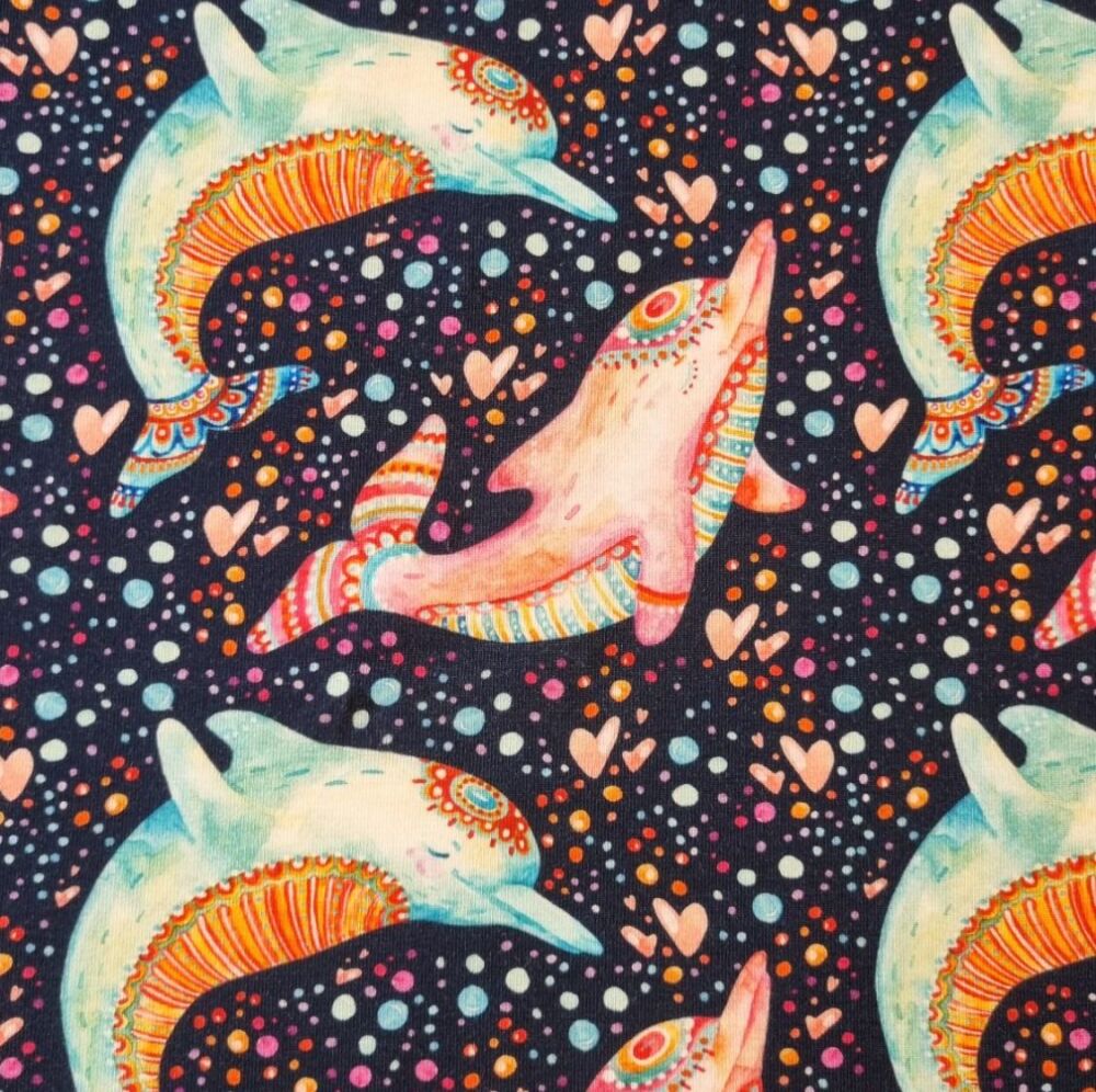 Cotton Jersey Fabric Dolphin