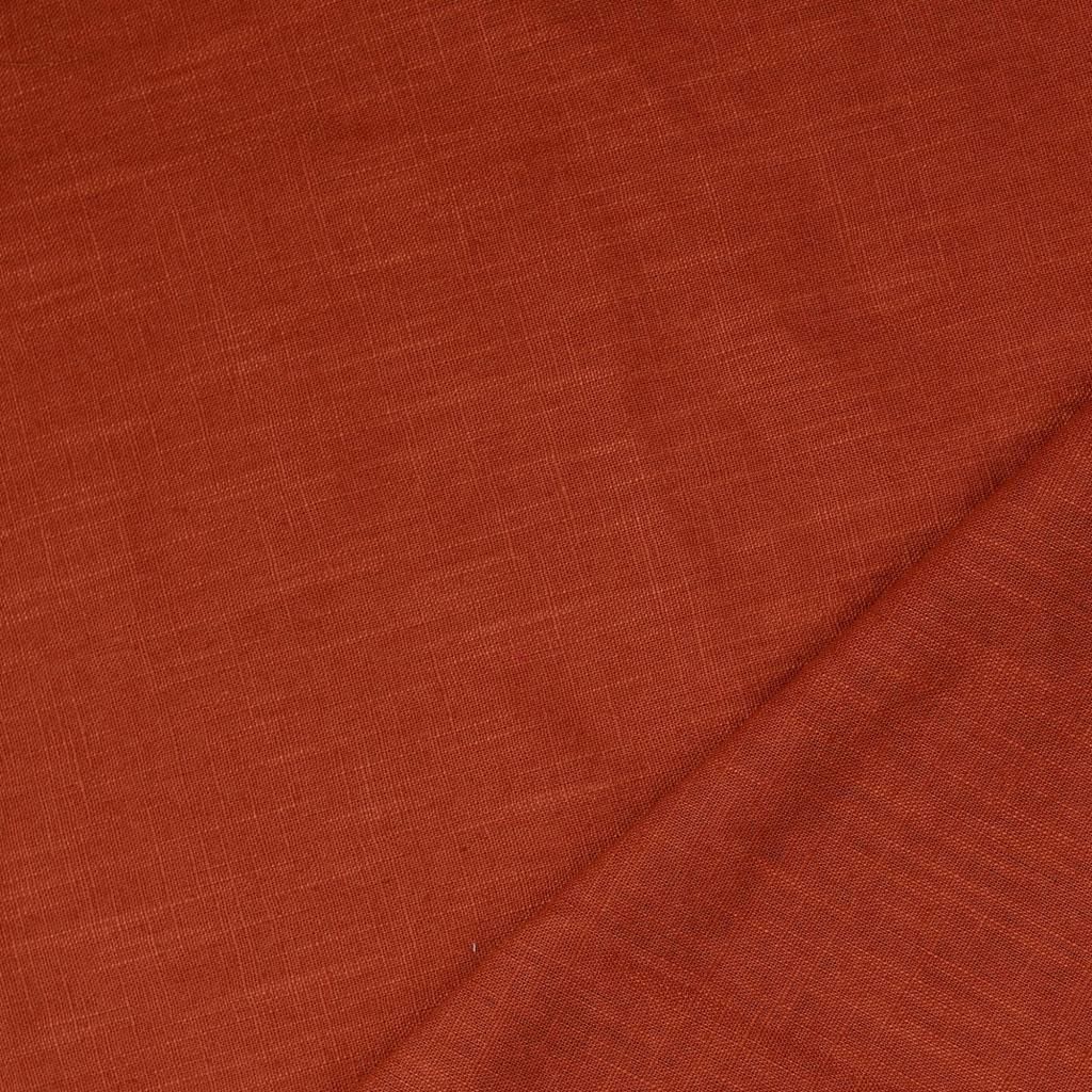 Plain Washed Linen Fabric Rust 5008