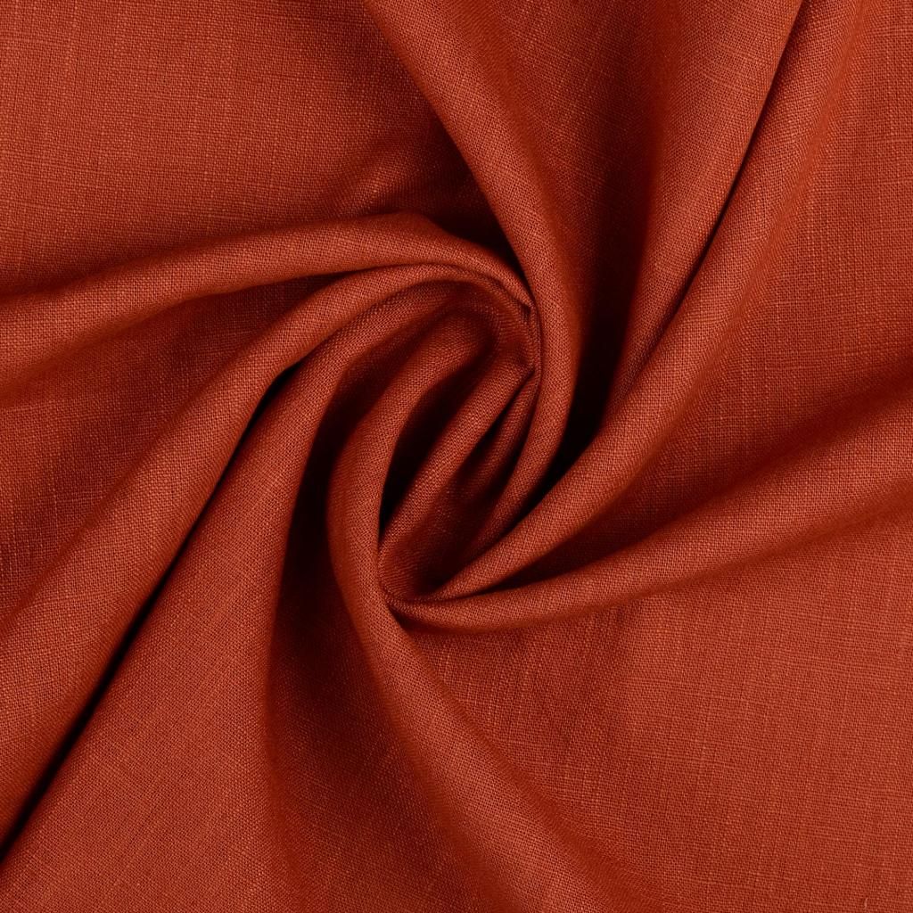 Plain Washed Linen Fabric Rust 5008