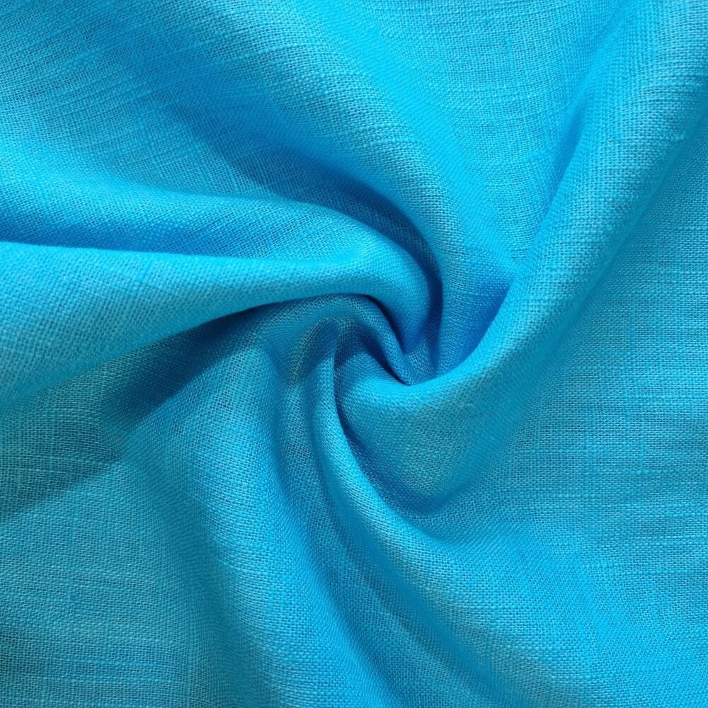 Plain Washed Linen Fabric Peacock 5030