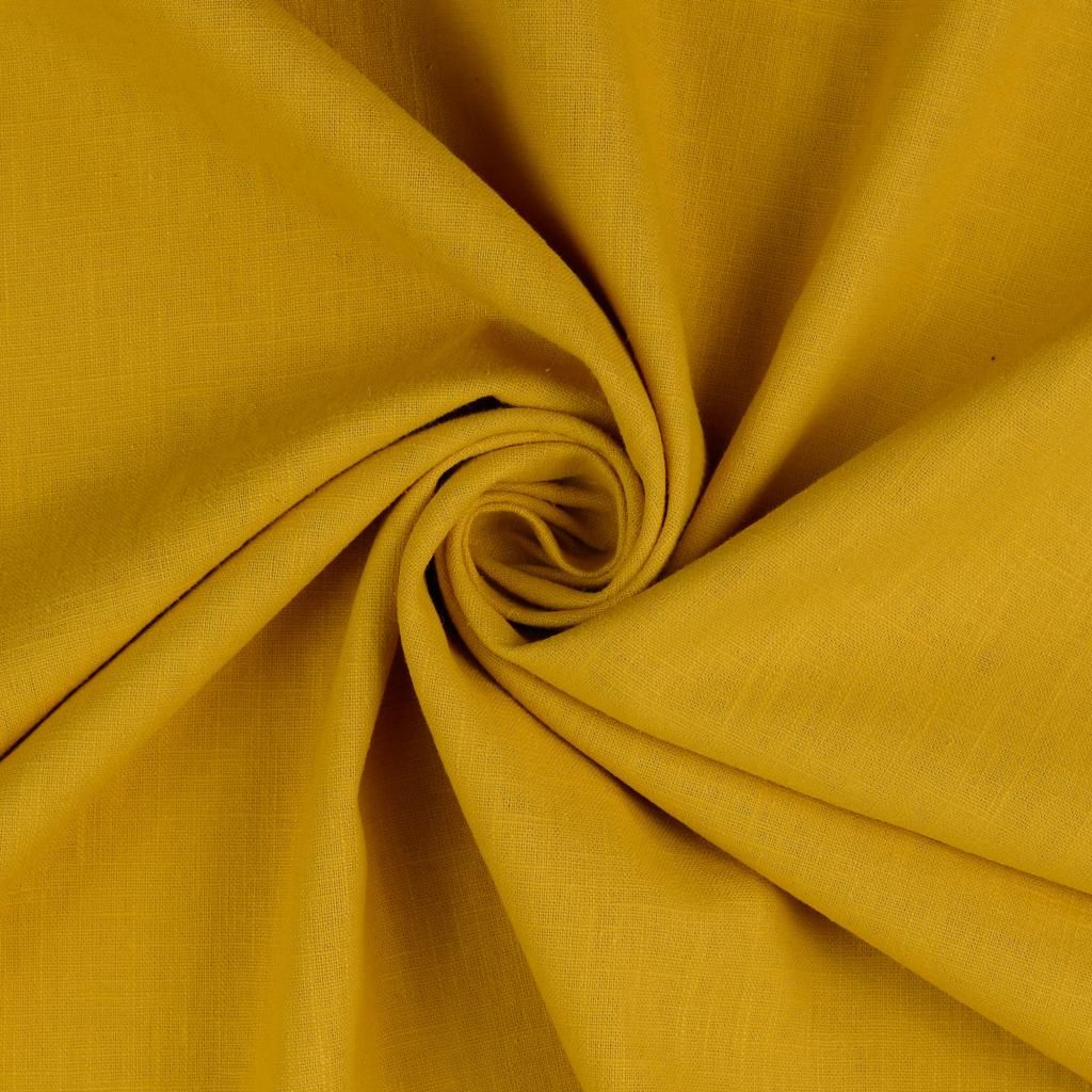 Plain Washed Linen Fabric Mustard 0825