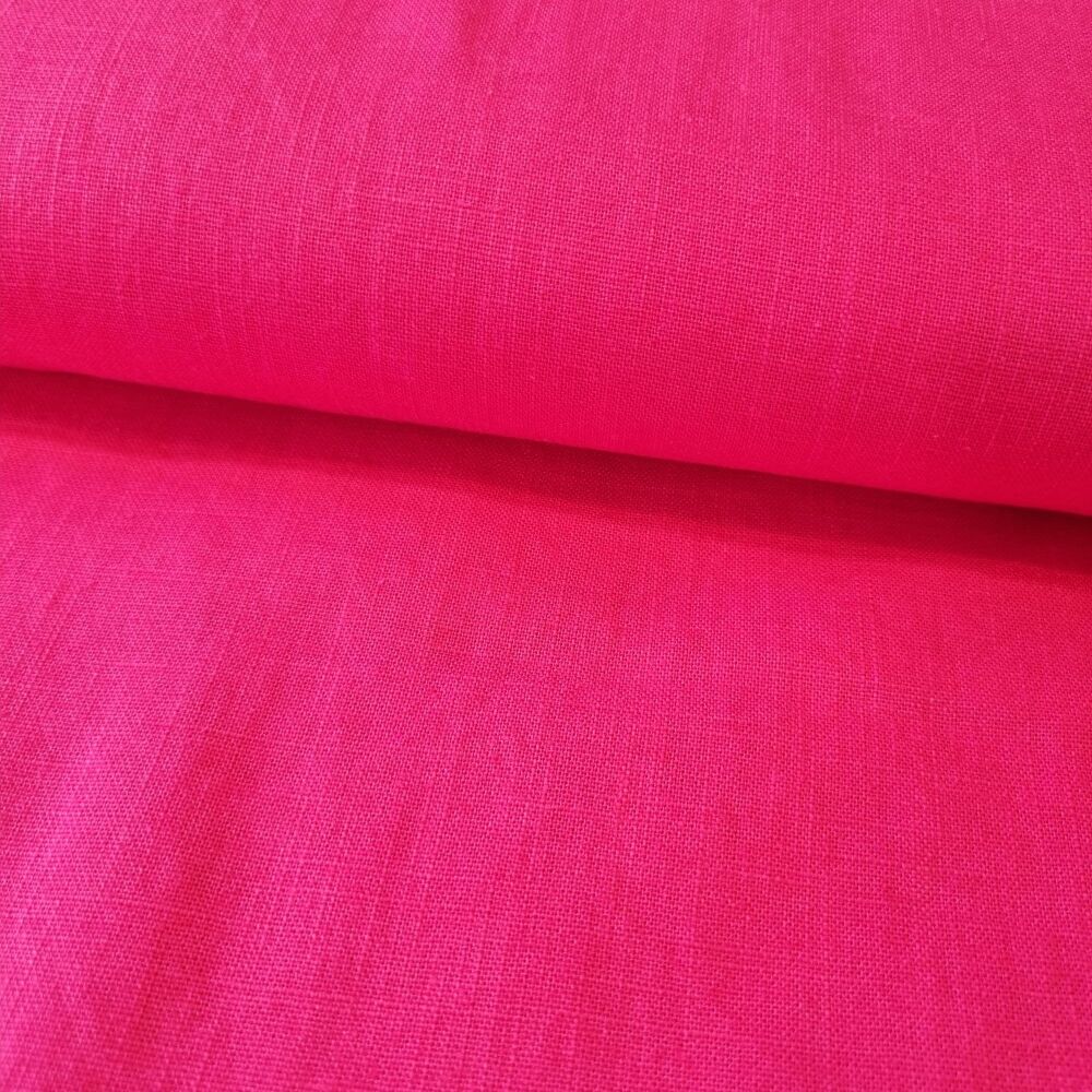 Plain Washed Linen Fabric Hot Pink 5018