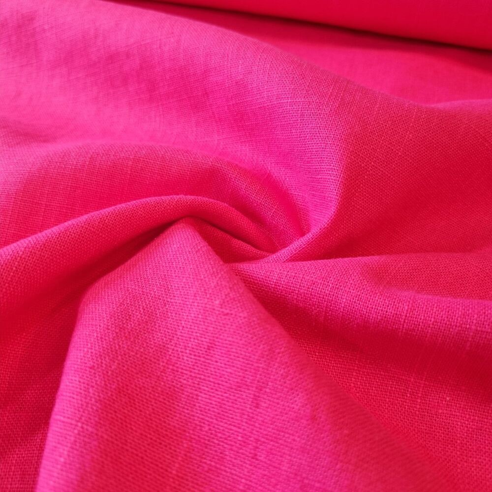 Plain Washed Linen Fabric Hot Pink 5018