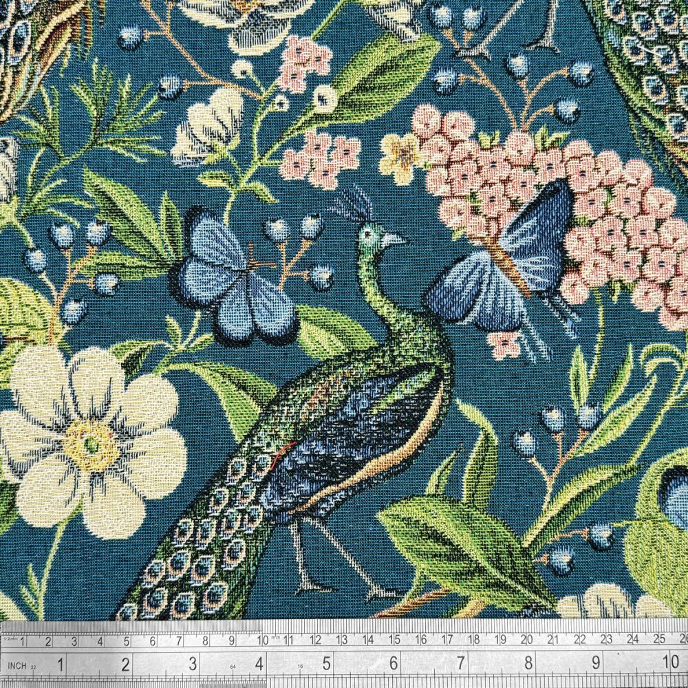New World Tapestry Fabric Peacock Chique