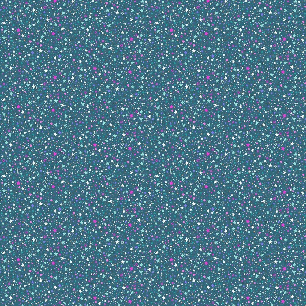 Makower Cotton Fabric Fairy Dust Sparkle Teal