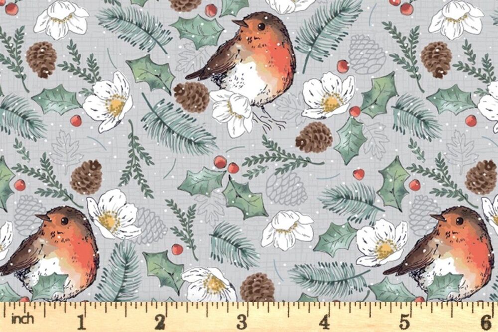 The Craft Cotton Company Little Red Robin Crimson Christmas