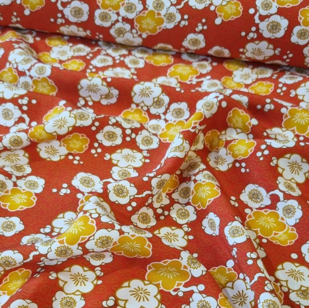 V&A Serenity In Japan Viscose Fabric Ume Red/Orange