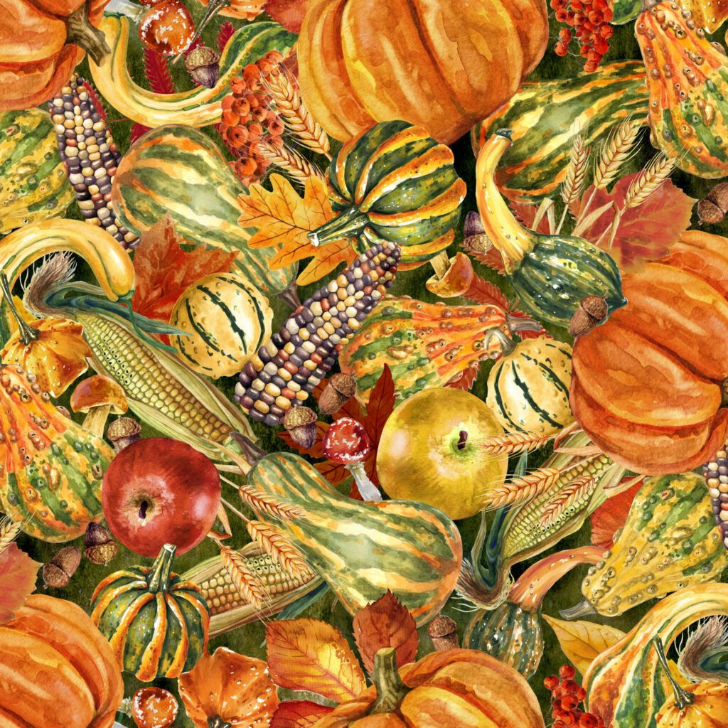 In The Beginning Cotton Fabric Autumn Celebration Pumpkins