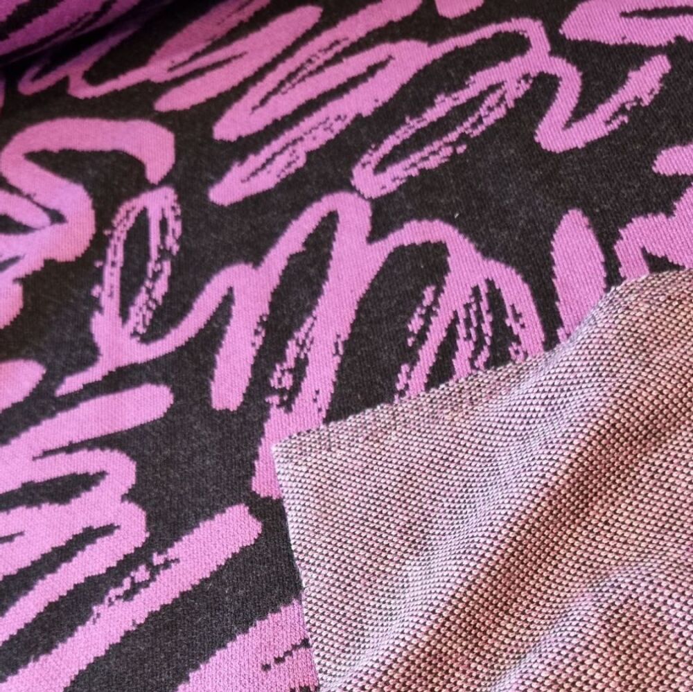 Jacquard Jersey Knit Fabric Paint Brush Fuchsia