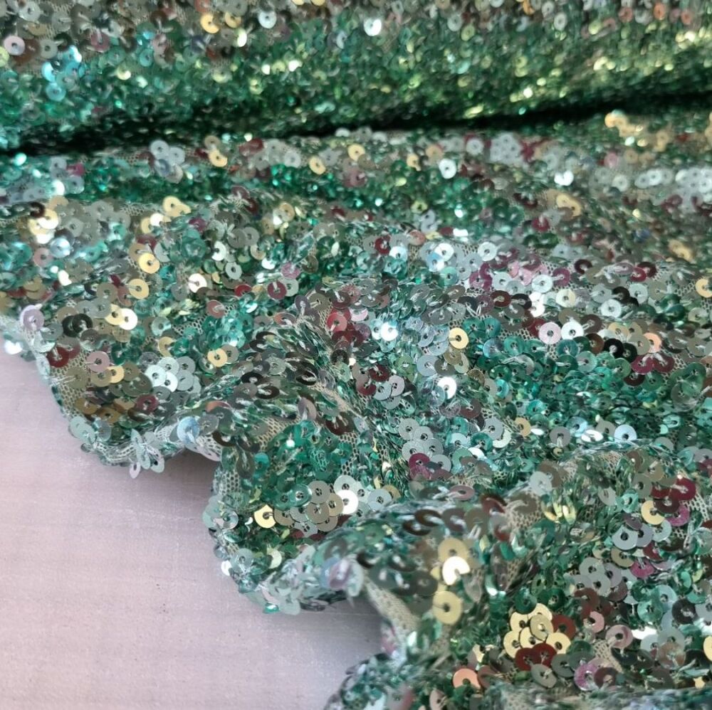 Sequin Fabric Spangles Green