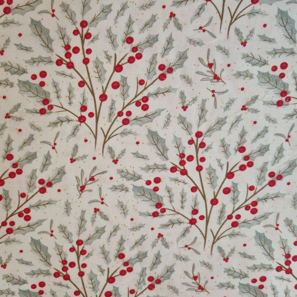 The Craft Cotton Company Scandi Holly Red Berries