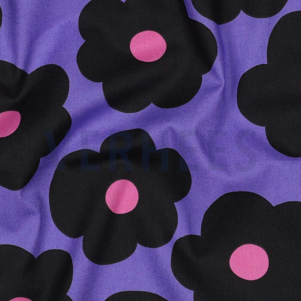 Nerida Hansen Fine Cotton Poplin Big Flower Purple