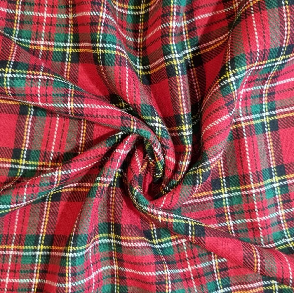 Brushed Cotton Fabric Tartan Red