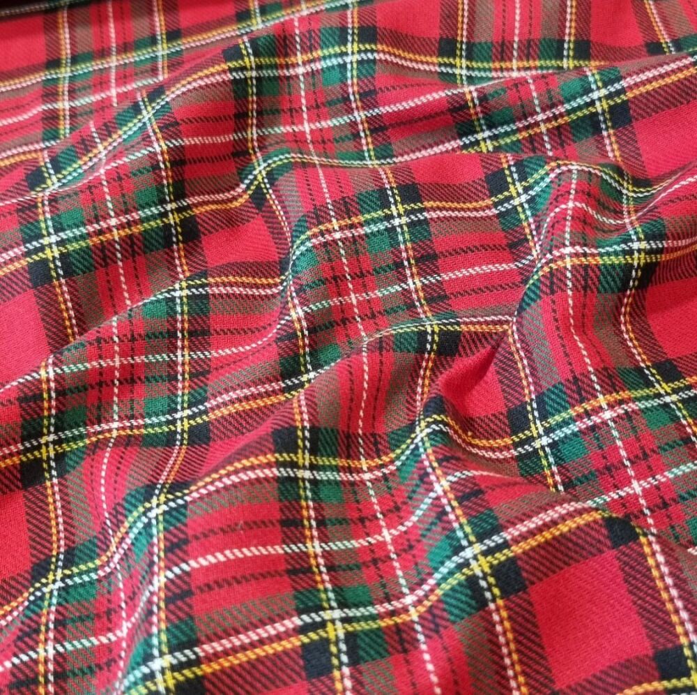 Brushed Cotton Fabric Tartan Red