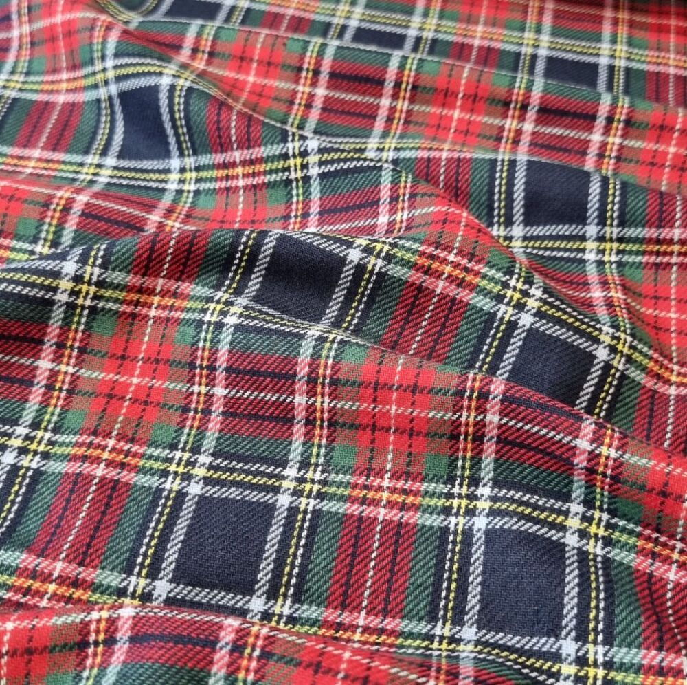 Brushed Cotton Fabric Tartan Green