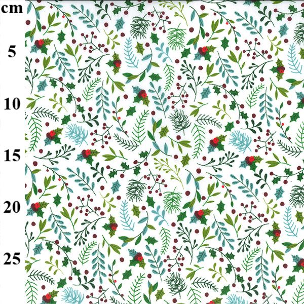 Polycotton Fabric Christmas Holly