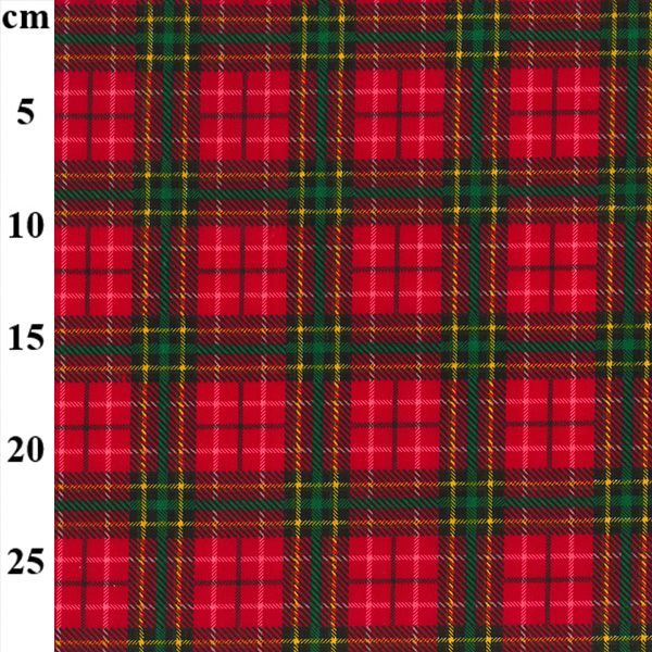 Polycotton Fabric Christmas Tartan Red