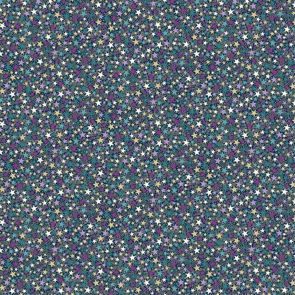 Makower Cotton Fabric Luna Star Blue