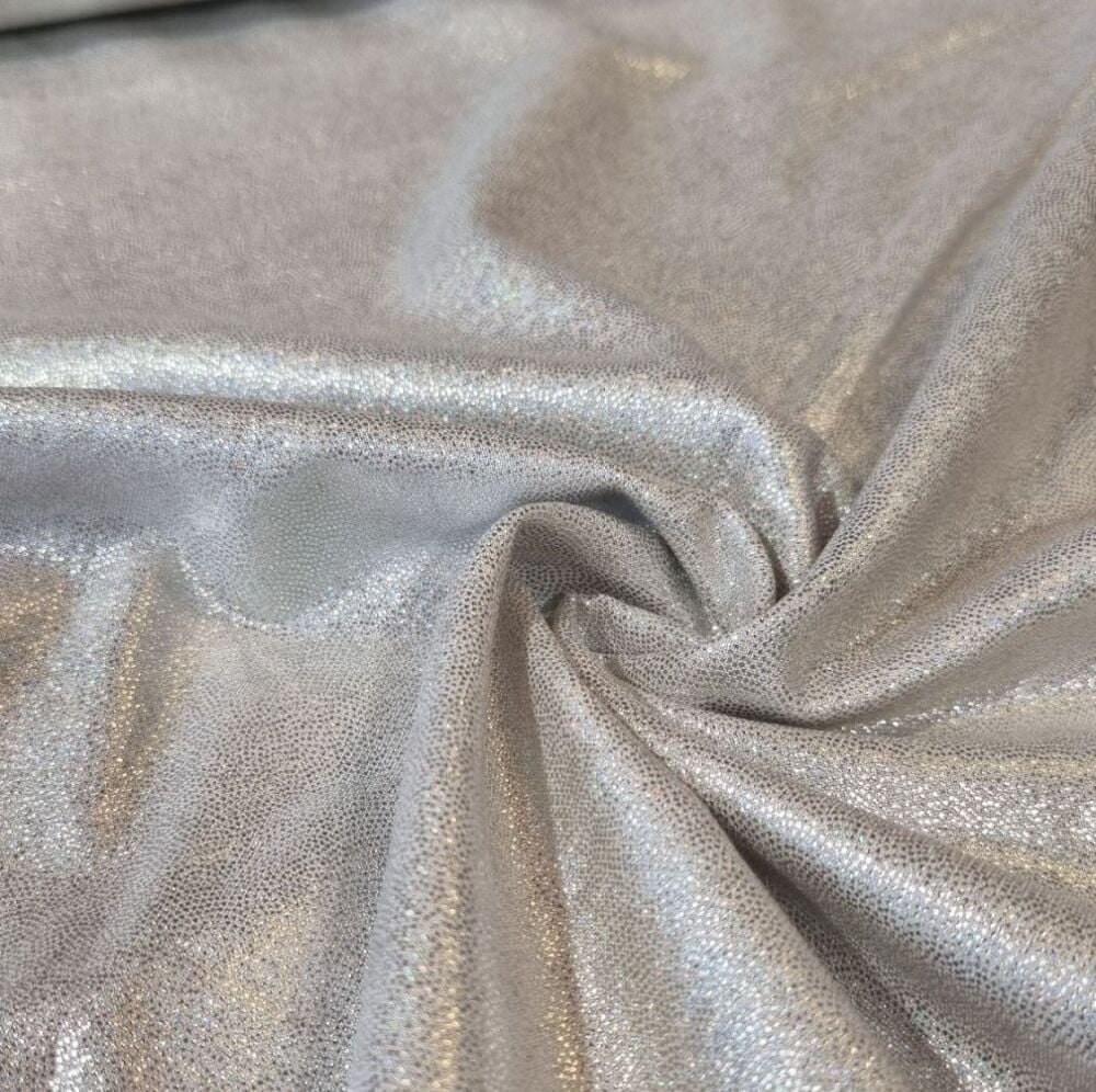 Viscose Linen Mix Fabric Silver Sparkle