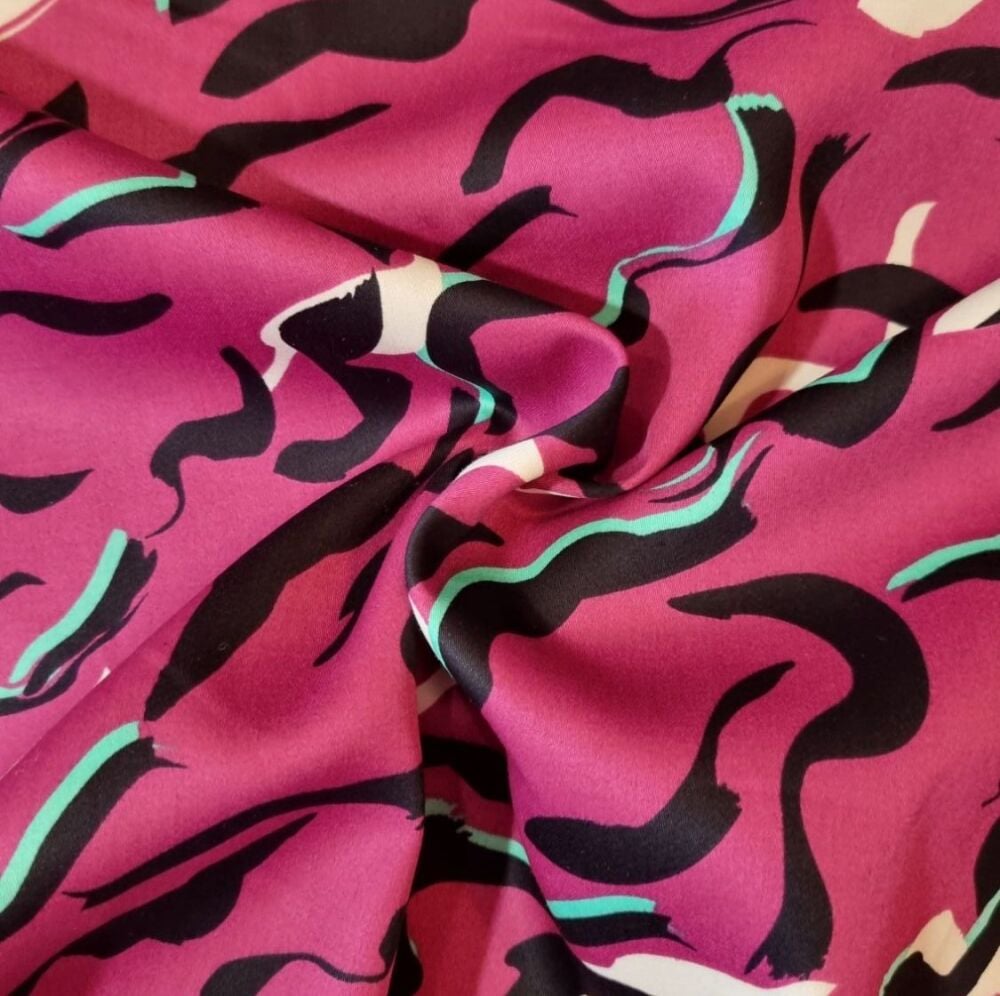 Cotton Satin Animal Print Magenta