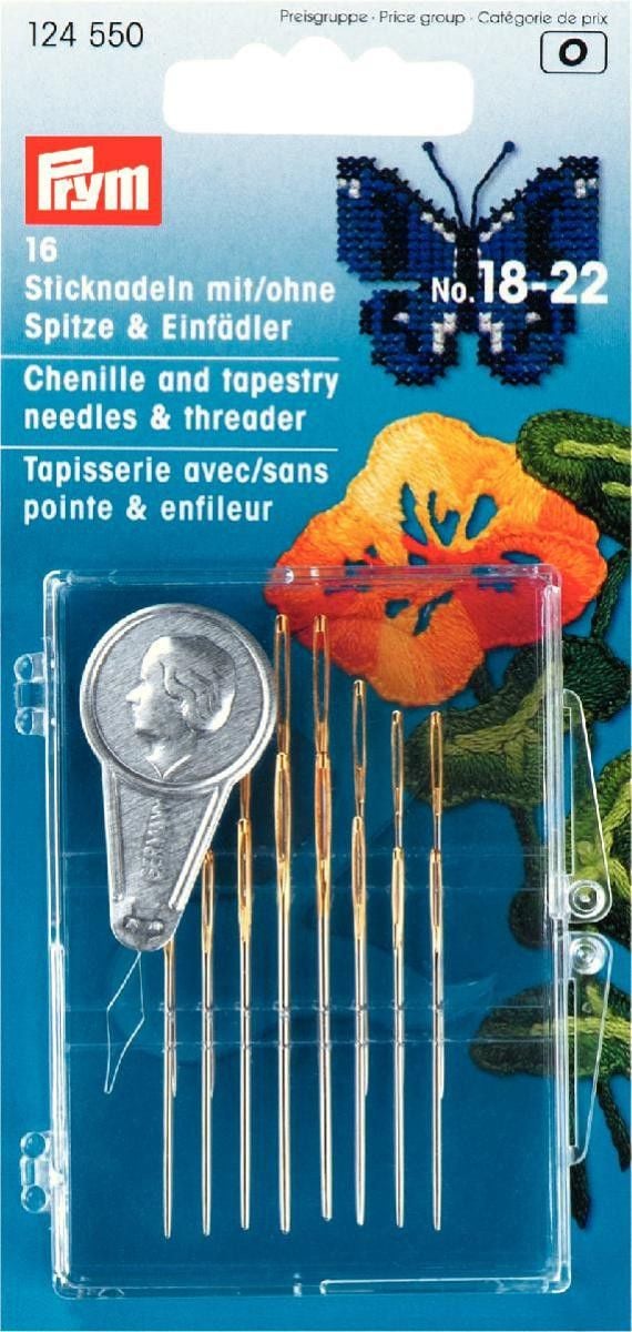 124550 Prym Tapestry + Chenille Needles assorted No. 18-22 silver col with 