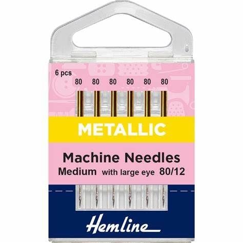 Hemline Sewing Machine Needles: Metalfil 80(12)