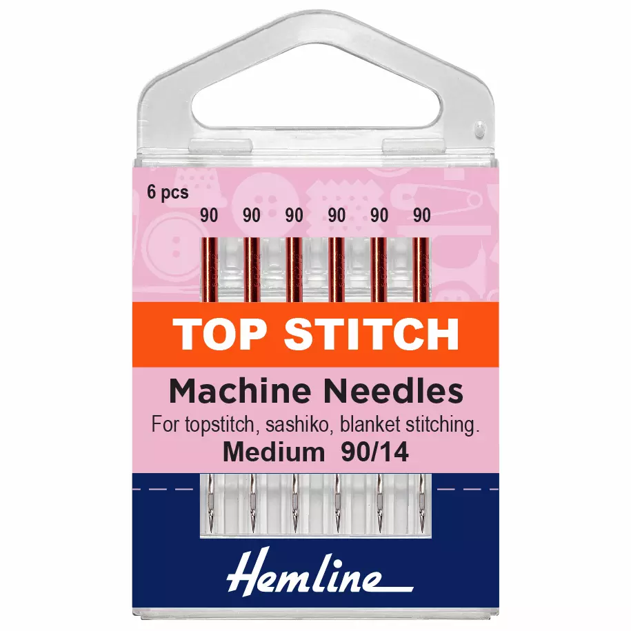 Hemline Sewing Machine Needles: Top-Stitch: 90(14):