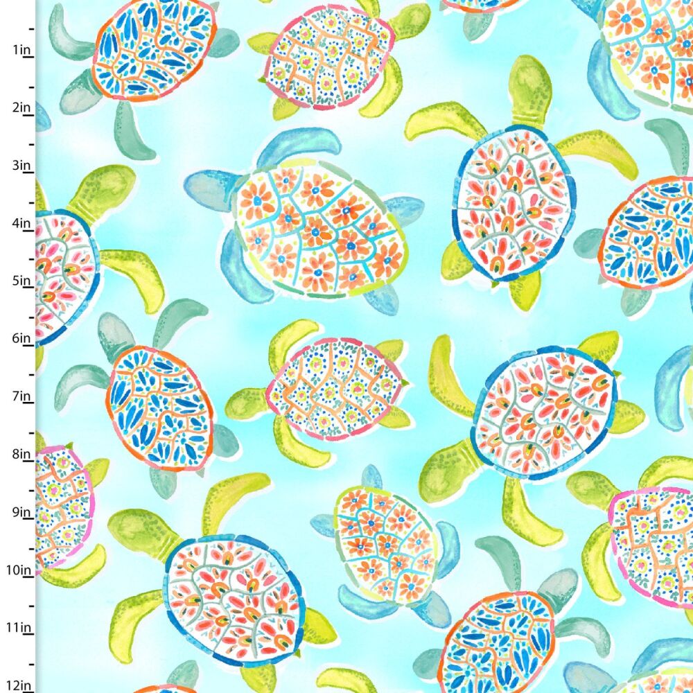 3 Wishes Cotton Fabric Sandsational Sea Turtles