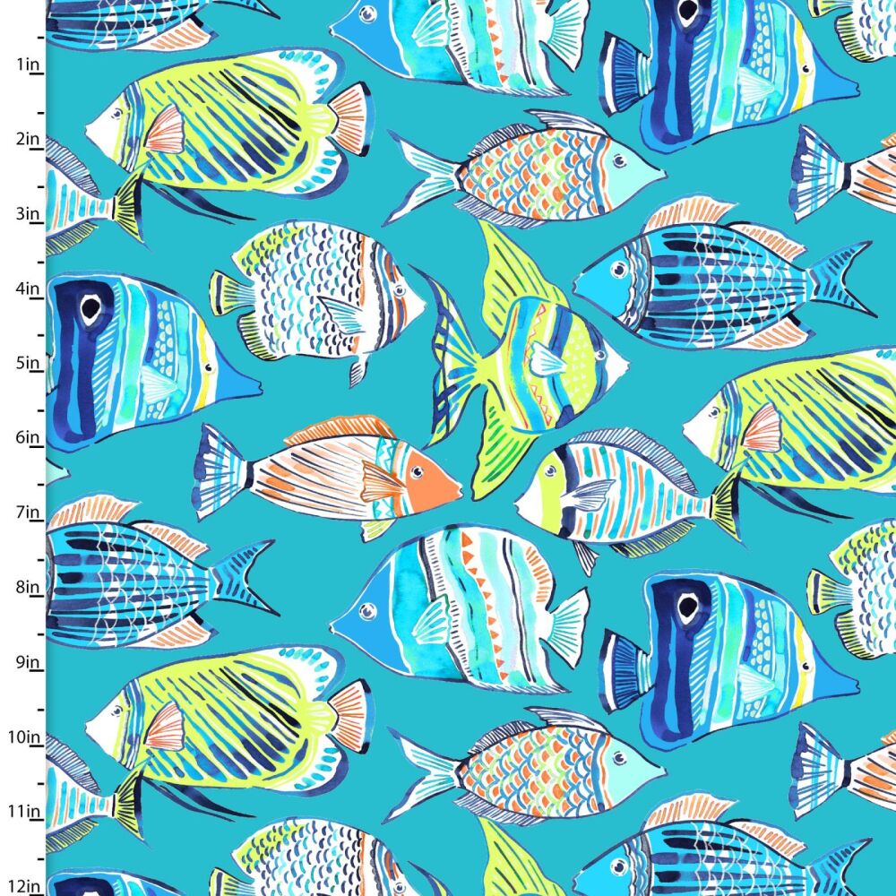 3 Wishes Cotton Fabric Sandsational Ocean Life