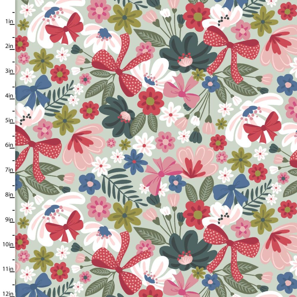 3 Wishes Cotton Fabric Highland Hazel Bows & Flowers