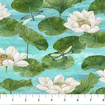 Tranquil Waters Cotton Fabric Lily Pads