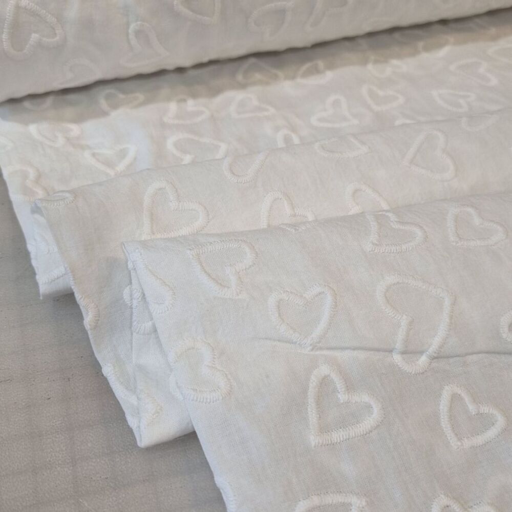 Cotton Voile Fabric Embroidery Hearts