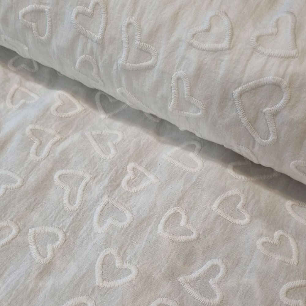 Cotton Voile Fabric Embroidery Hearts