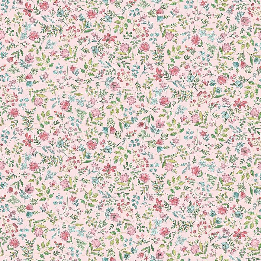 Makower Cotton Fabric Afternoon Tea Sugar Flowers Pink