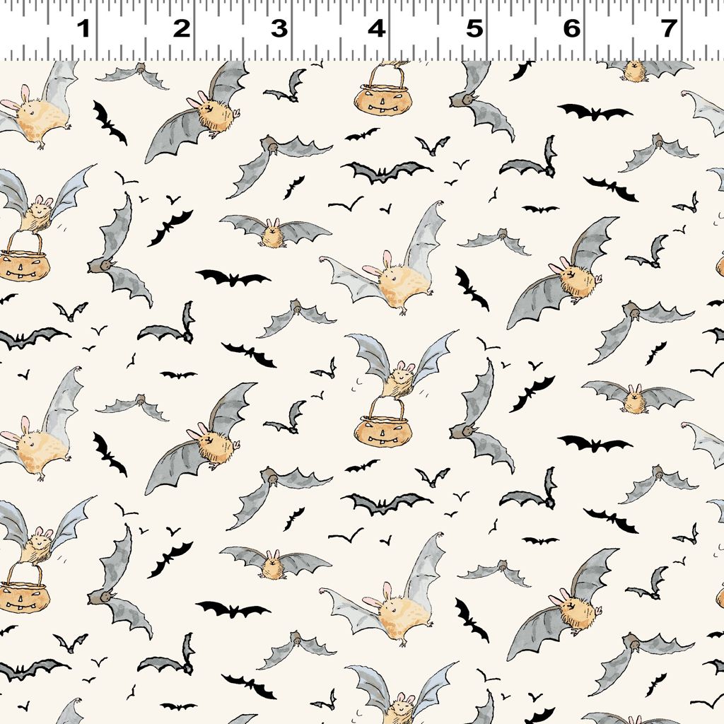 Clothworks Cotton Fabric Halloween Parade Bats