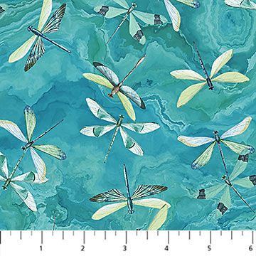 Tranquil Waters Cotton Fabric Dragonflies