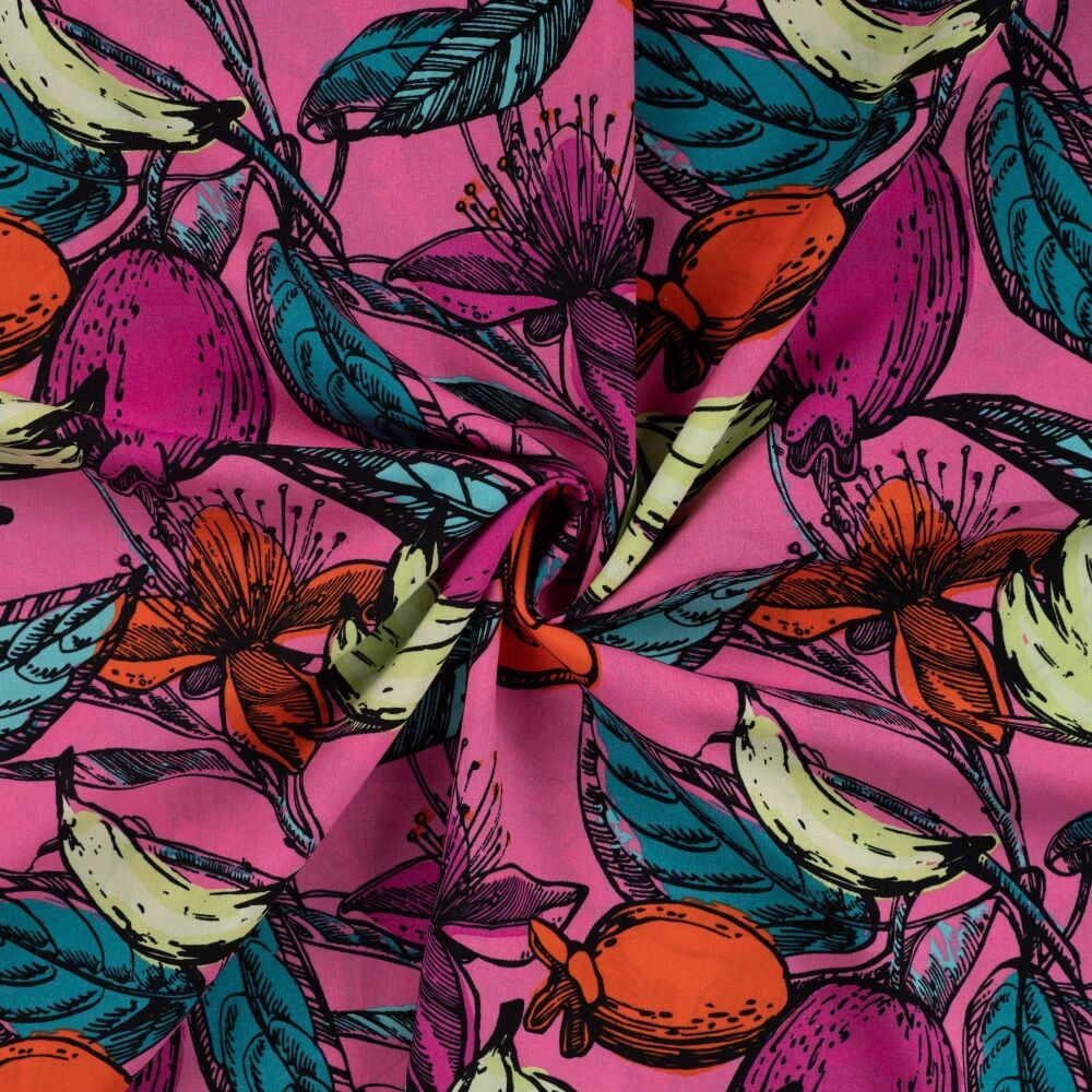 Rayon Viscose Voile Pink Fruits