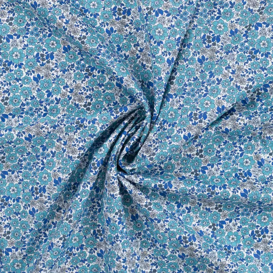 Cotton Voile Ditzy Flowers Blue