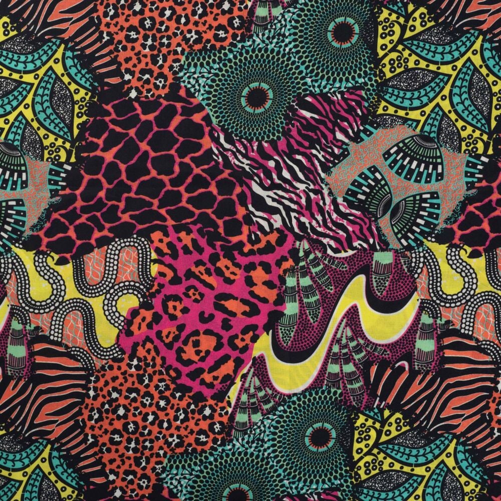 Cotton Voile African Print Fuchsia