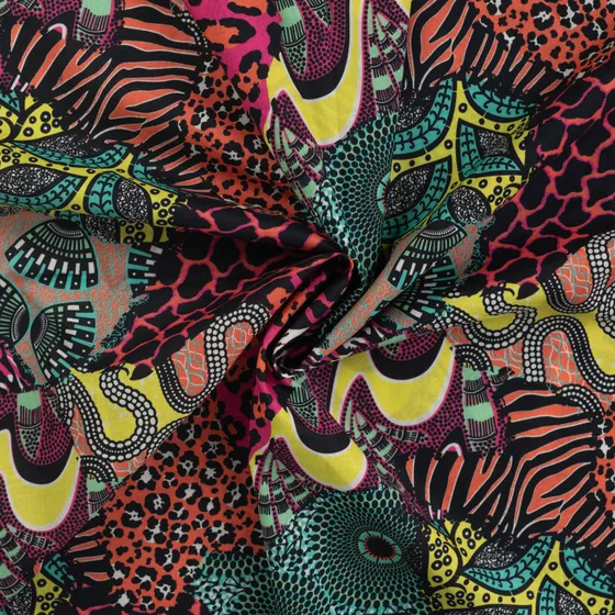 Cotton Voile African Print Aqua