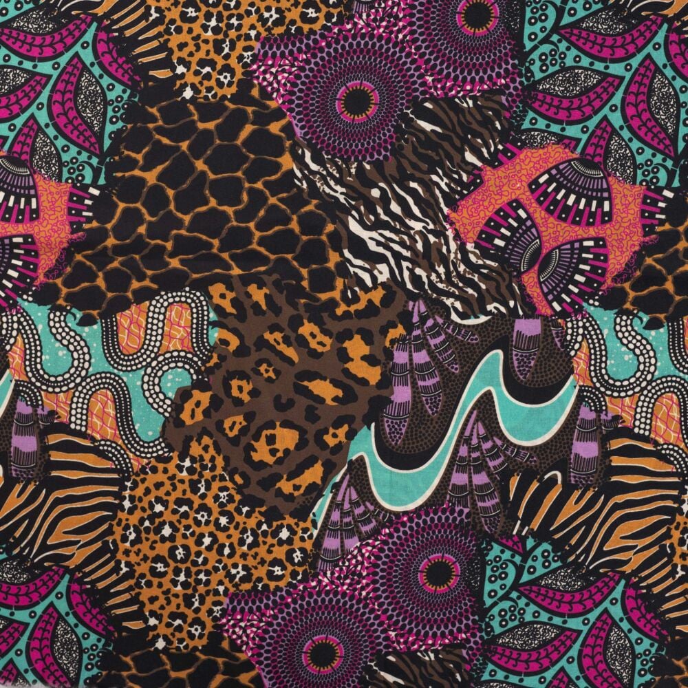 Cotton Voile African Print Fuchsia