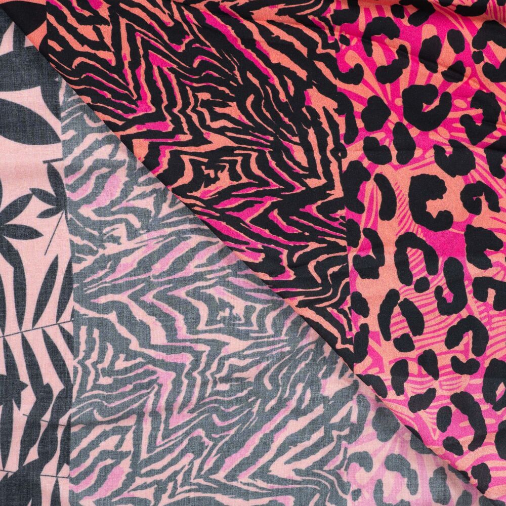 Viscose Voile Fabric Panel Ibiza Voile Leopard Salmon