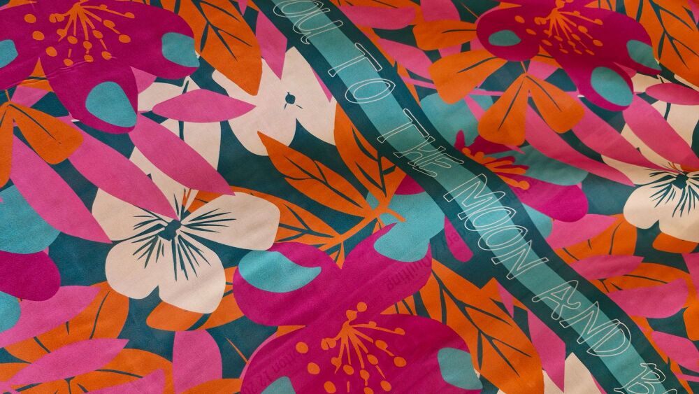 Viscose Voile Fabric Panel Ibiza Voile Pink/Orange