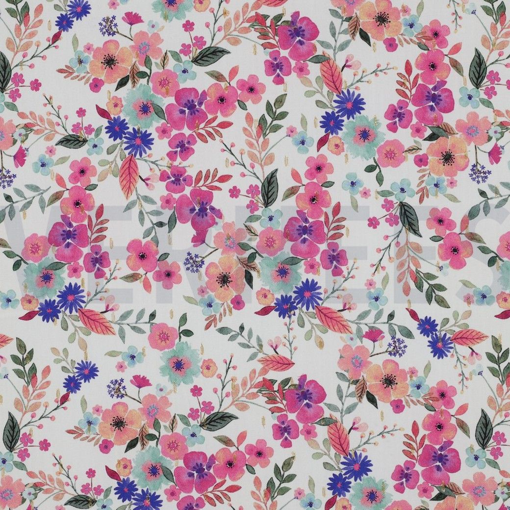 VISCOSE LUREX DIGITAL FLOWERS - WHITE