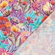 FINE COTTON POPLIN DIGITAL FLOWERS - FUCHSIA