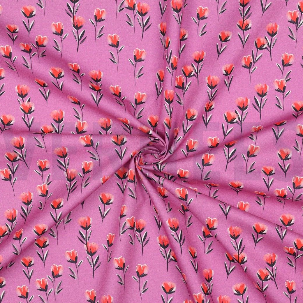 FINE COTTON POPLIN DIGITAL FLOWERS BUDS - FUCHSIA