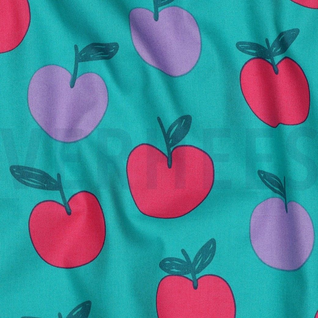 FINE COTTON POPLIN APPLES - PETROL