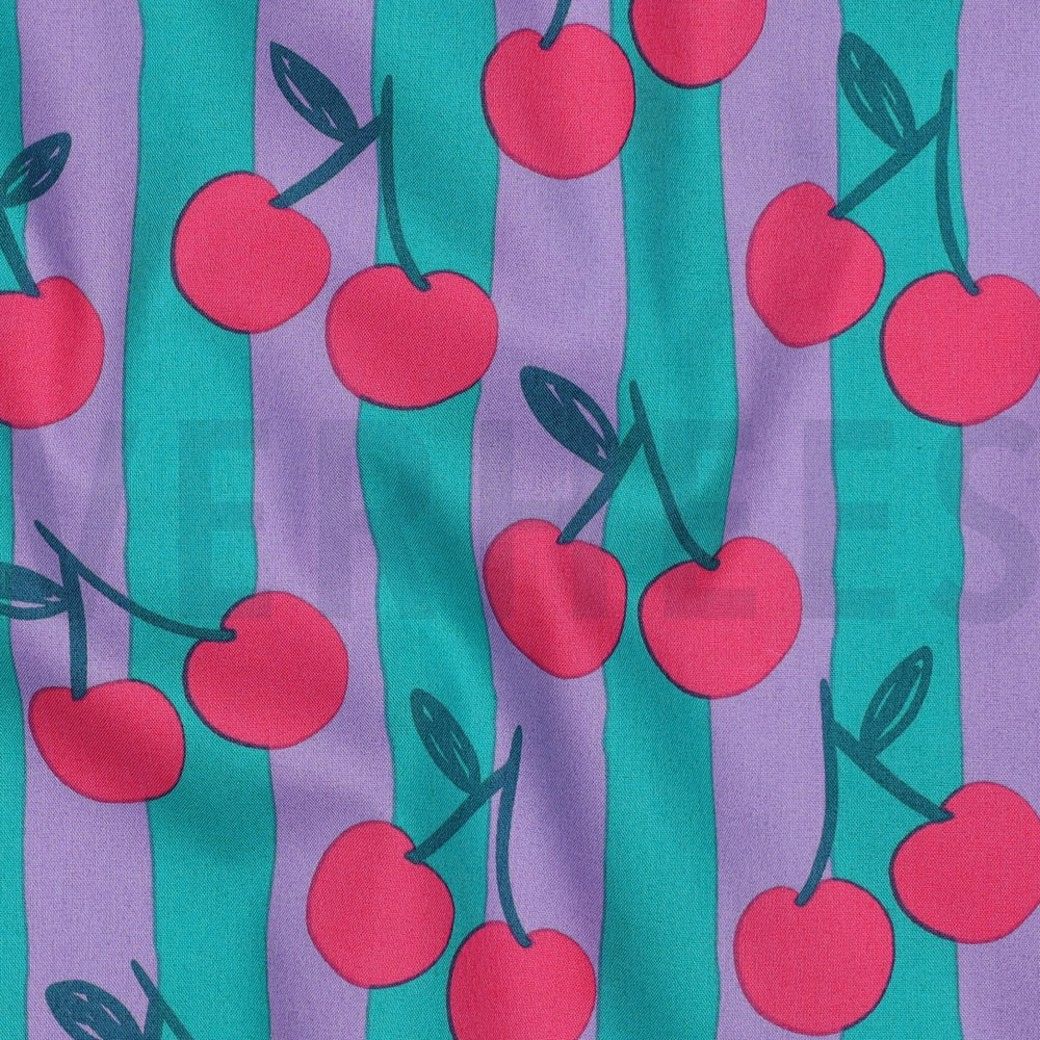 FINE COTTON POPLIN CHERRIES - PETROL